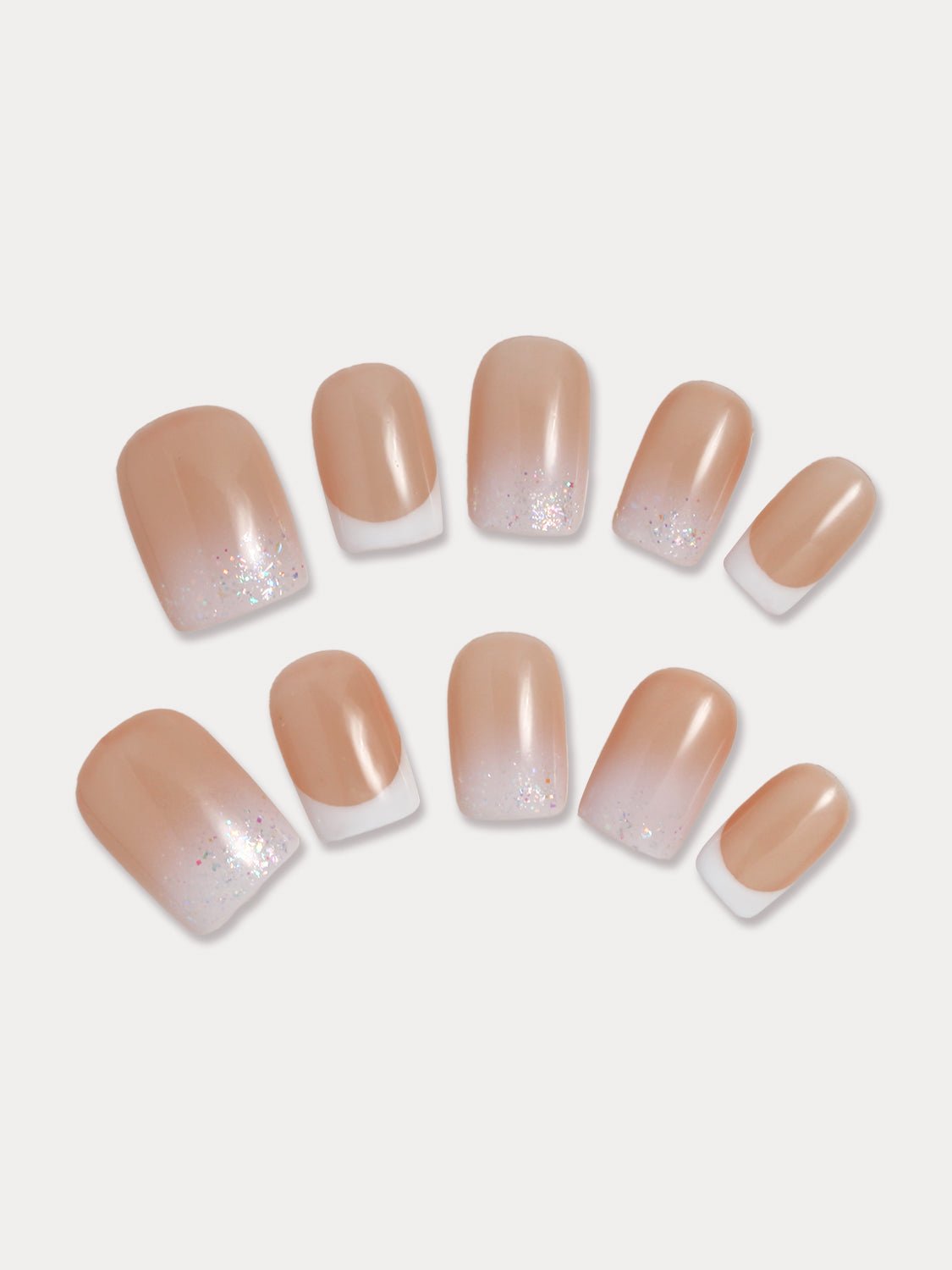 Ombre Blue French Tip Press Nails Medium Length Almond - Temu