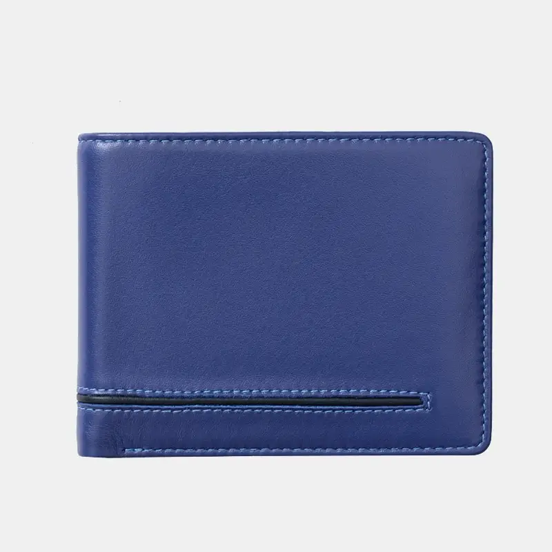 Blue and Navy Two-Tone Leather RFID-Safe Wallet by Primehide UK