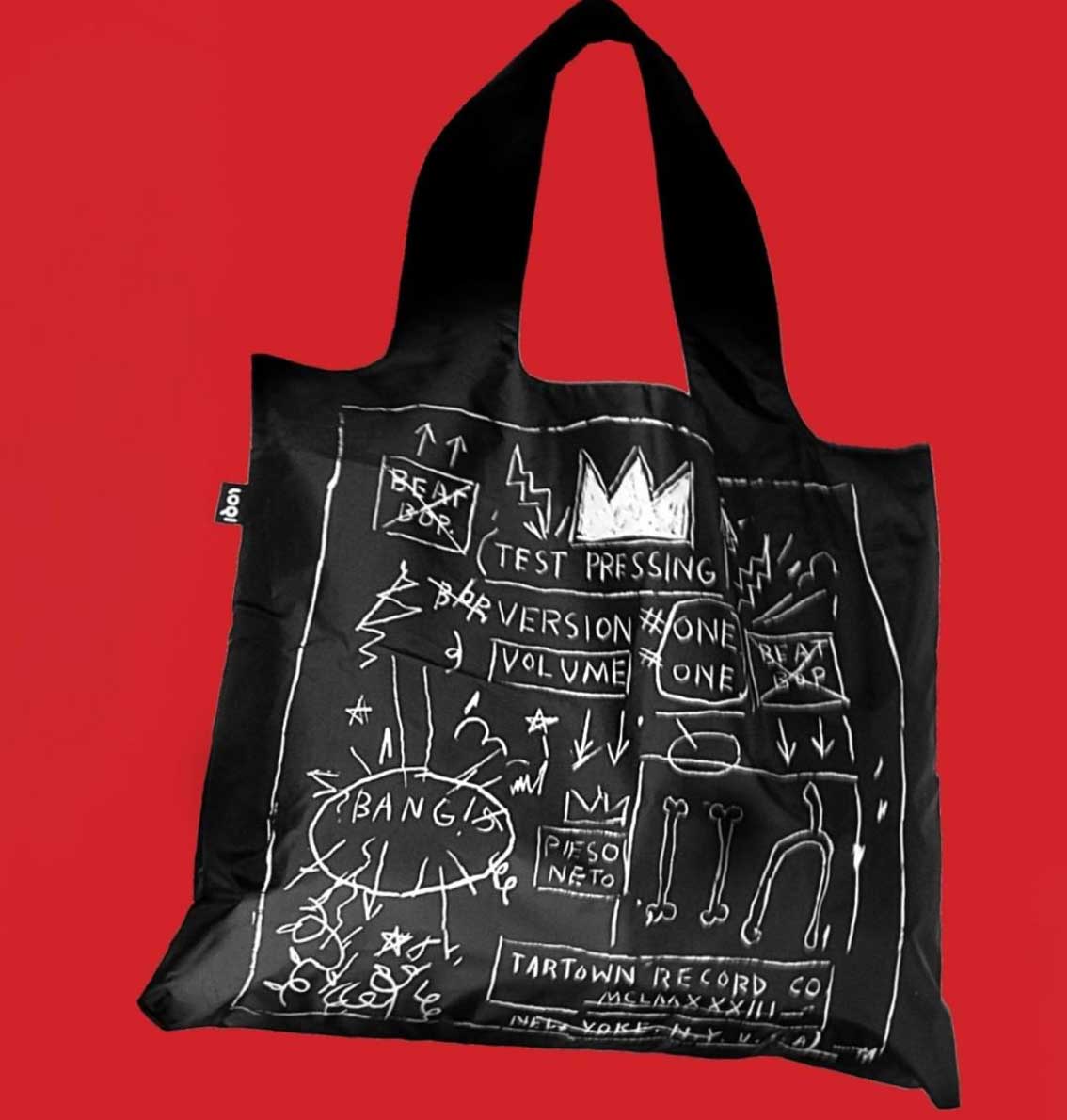 LOQI Museum Collection Record-Size Tote Bag: JEAN MICHEL BASQUIAT, Crown