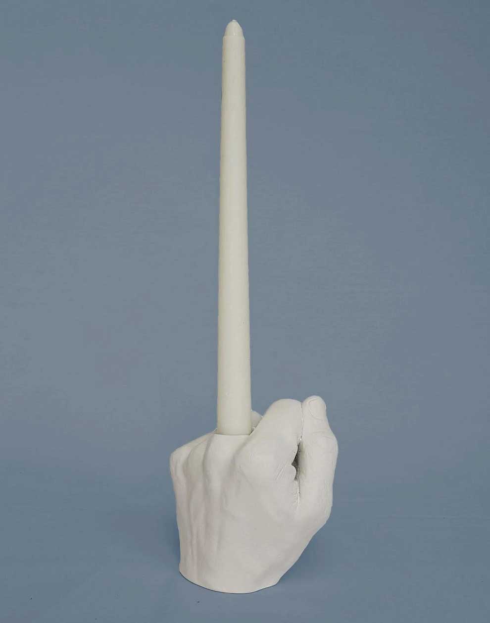 Long Middle Finger Candle Holder, Life Size. By Pikkii