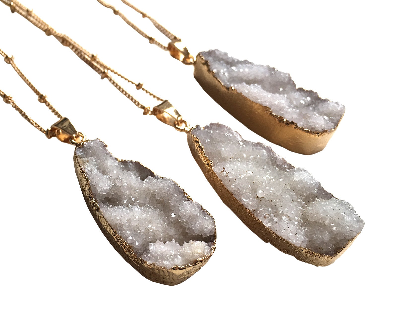 Large Teardrop Druzy Crystal Pendant