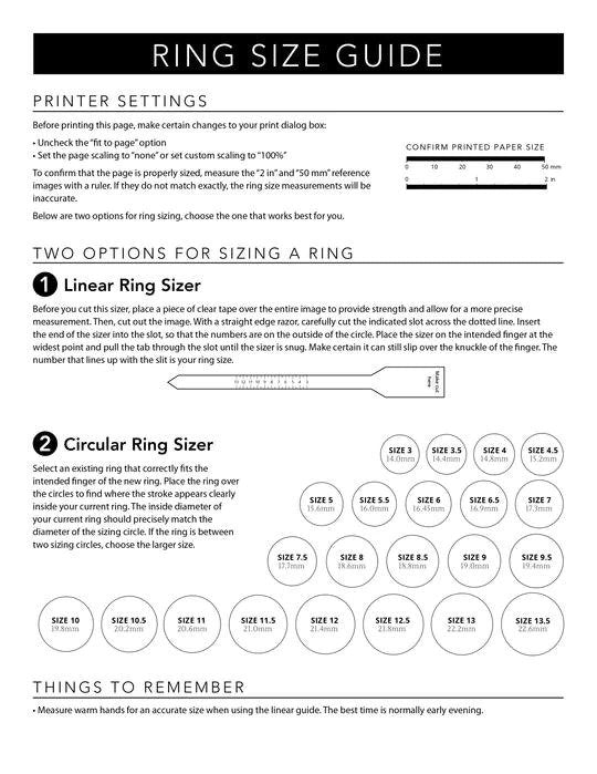 Printable Ring Sizer Ring Size Finder Printable Measuring Tool  International Ring Size Chart Measure Ring Size Instant Download 