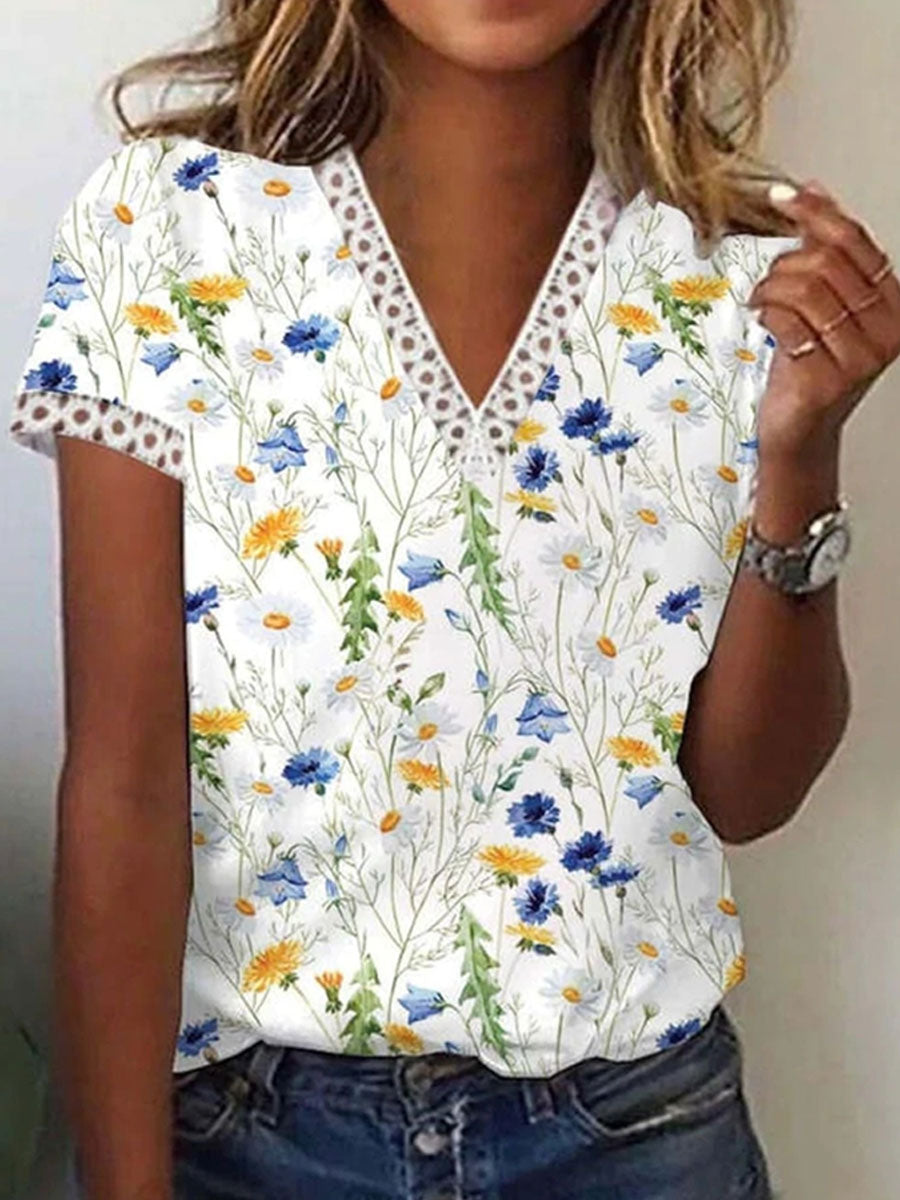 Sonya - Elegant Summer Shirt with V-neck – sundayaffairs