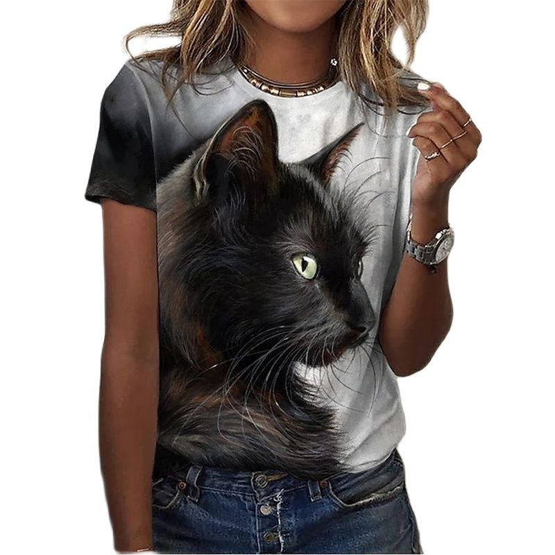 Women Shirts Cats, Womens Shirts Women Summer Cat