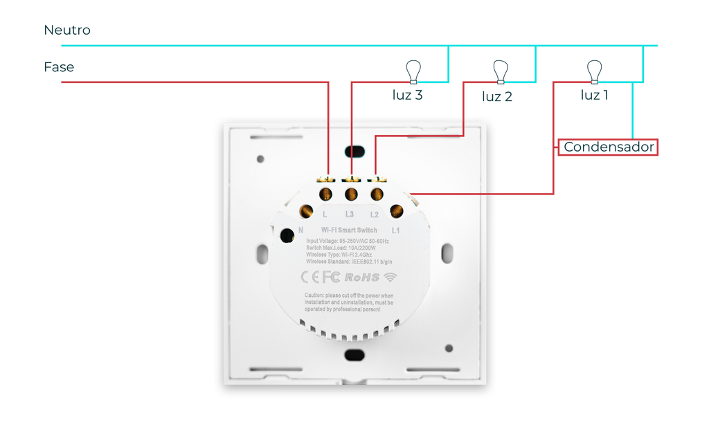 Installazione con wifi condensatore a interruttore illuminato Smartify