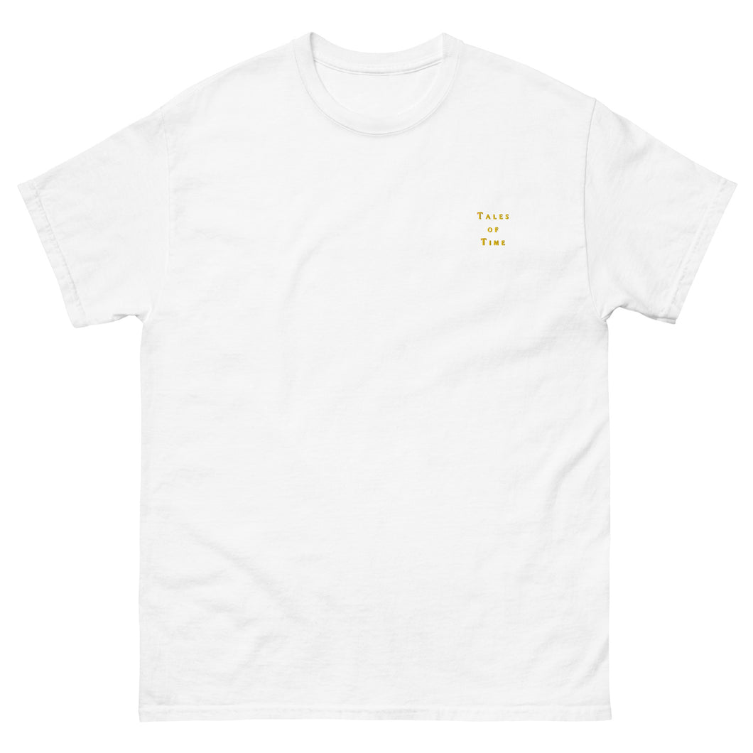 Tales of Time - white t-shirt with embroidered gold logo