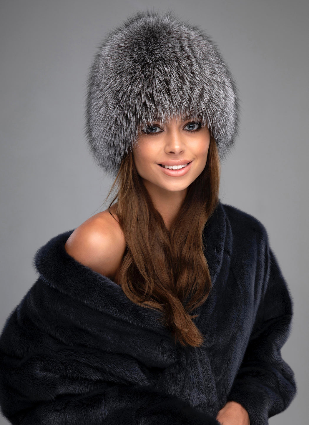 grey fur hat