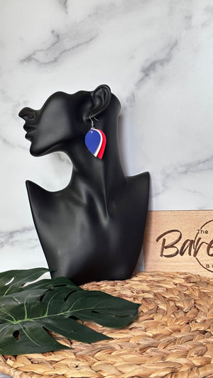 Reverse red white and blue teardrop earrings - thebarefootedbobbin