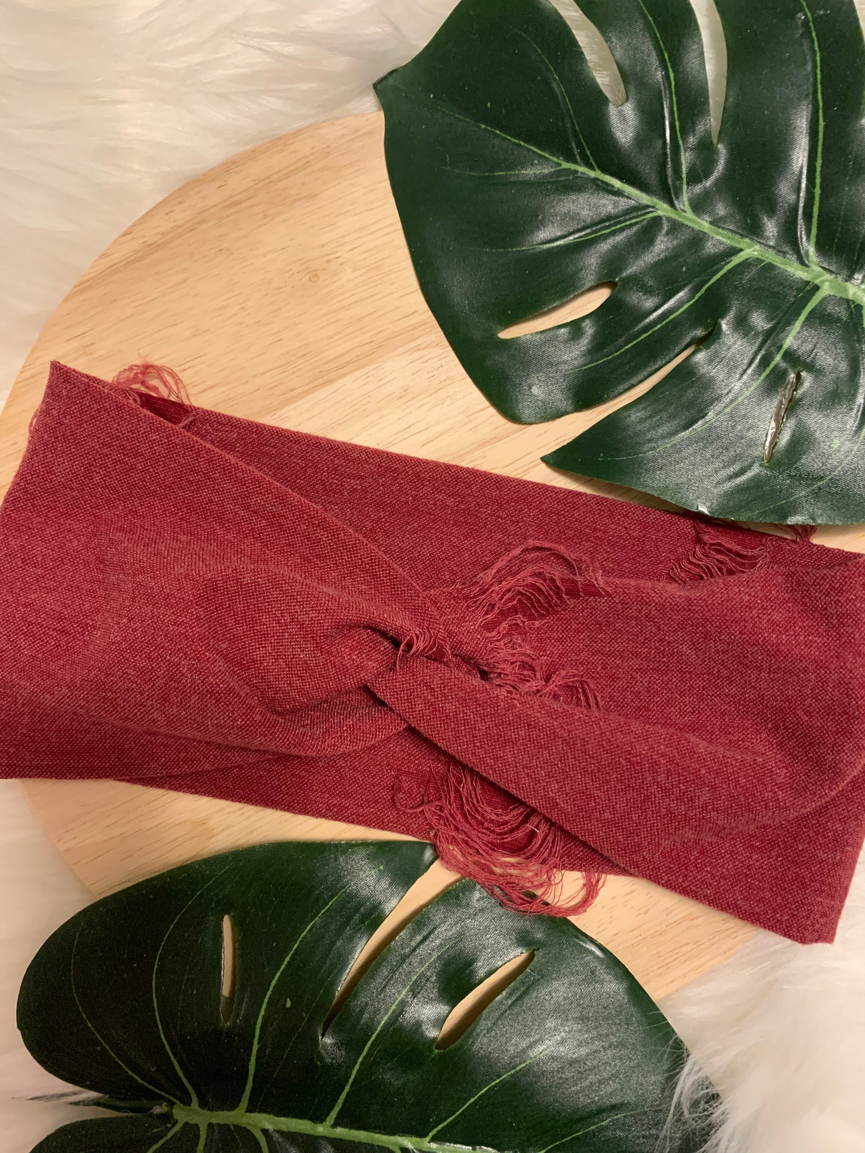cranberry red distressed headband
