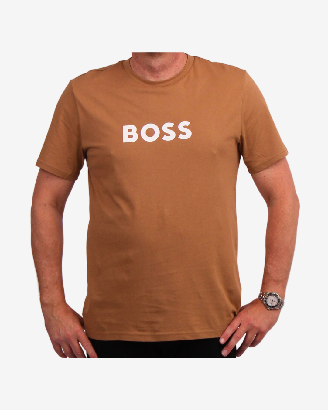 Billede af Hugo Boss T-Shirt i økologisk bomuld - Sand - Str. S - Modish.dk