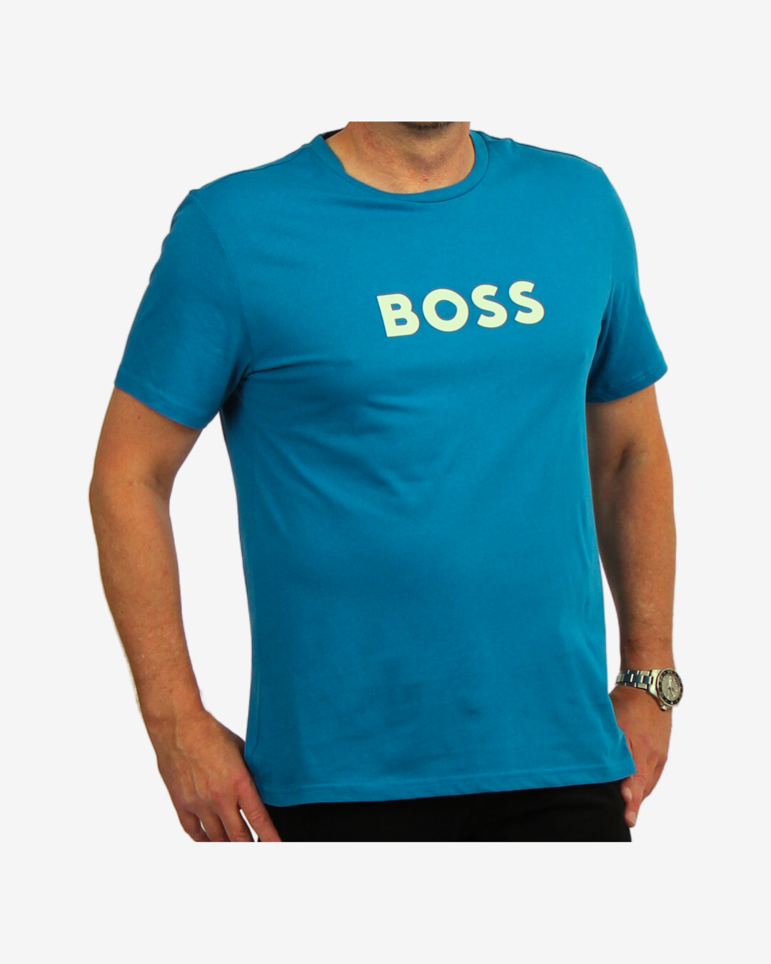 Se Hugo Boss T-Shirt i økologisk bomuld - Turkis - Str. XXL - Modish.dk hos Modish.dk