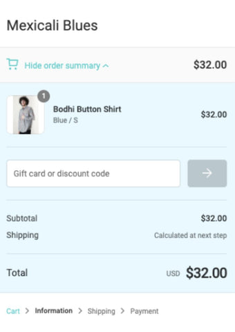screenshot of optimised shopify plus checkout