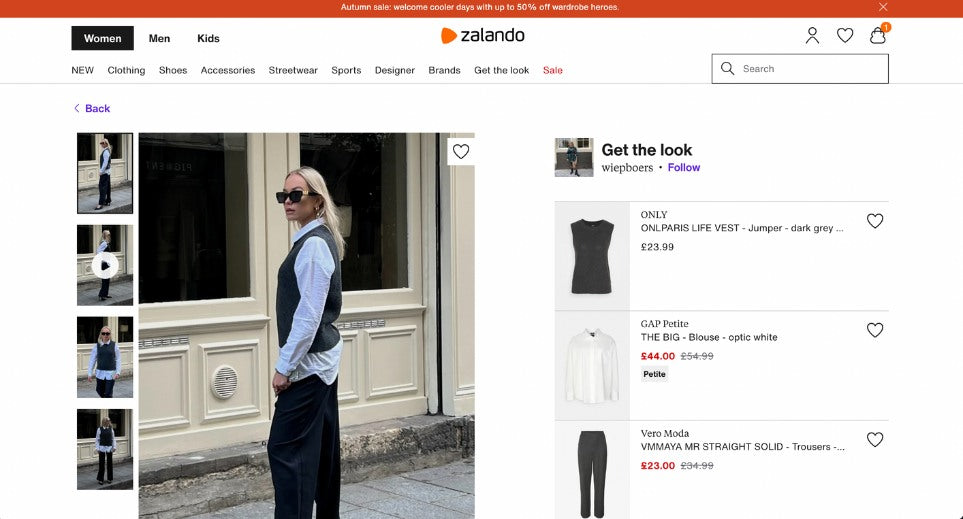 UGC shopping example on Zalando website