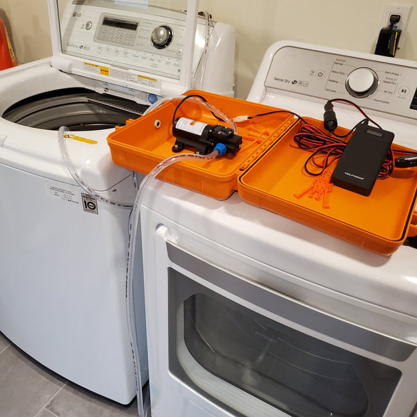 Drain broken washing machine with portable electric water pump AquaTap