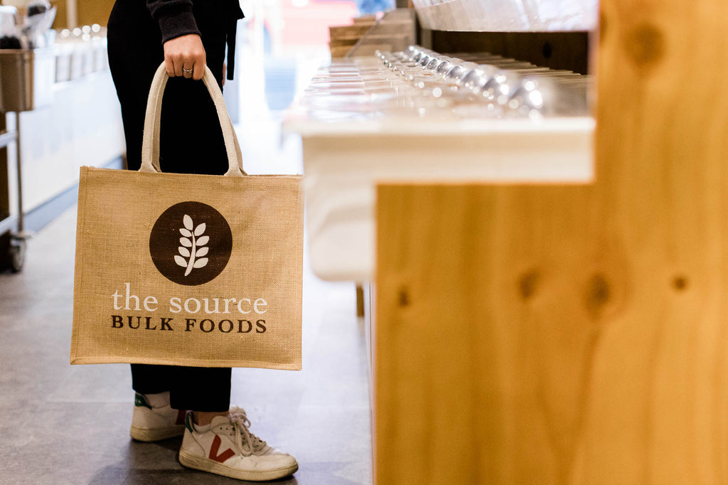 the source bulk foods reusable jute tote bag