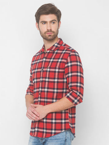 Red striped shirts for men - Spykar
