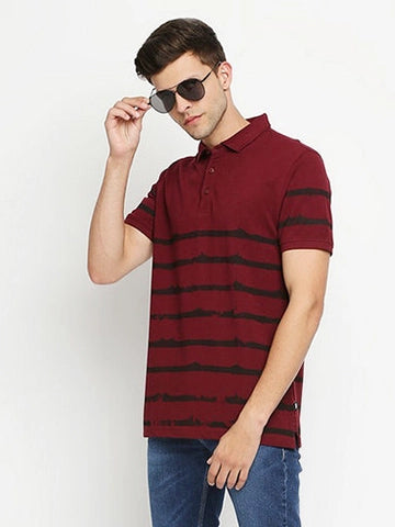 Striped polo collar t-shirt for men