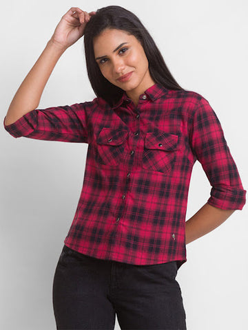 red check shirt for women - Spykar