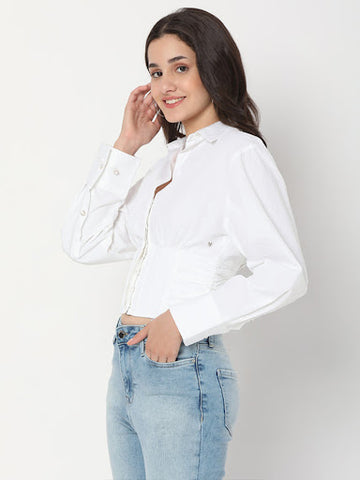 white casual shirt for women - Spykar