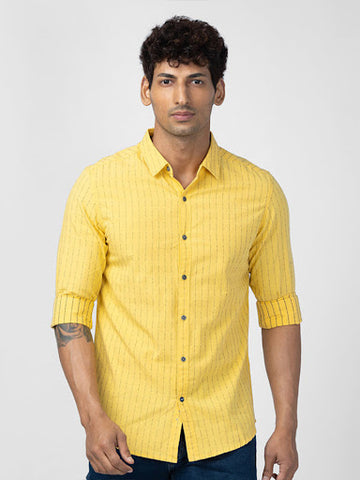 Yellow stripd shirts for men - Spykar