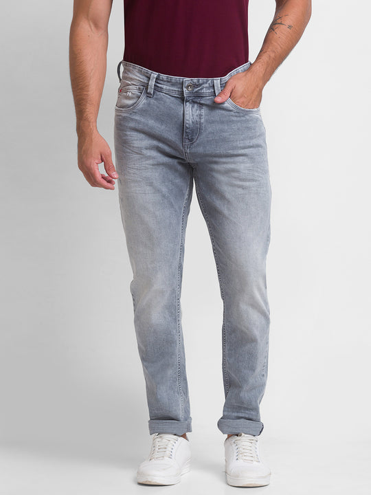 Spykar Men Bluish Grey Cotton Stretch Slim Fit Narrow Length Jeans