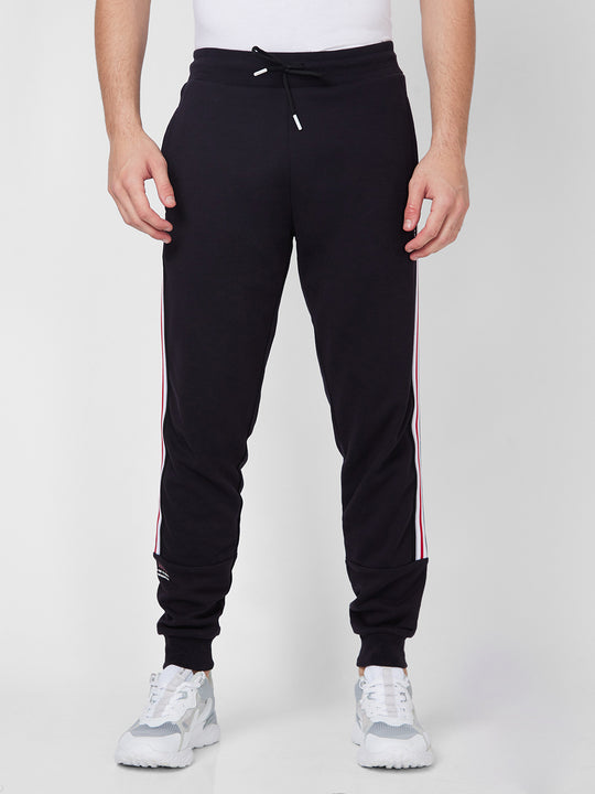 Buy online Black Color Block Ankle Length Track Pant from bottom