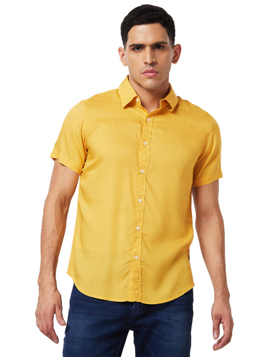 Spykar Pure Cotton Yellow Shirt, RANGER-W14-50-YELLOW