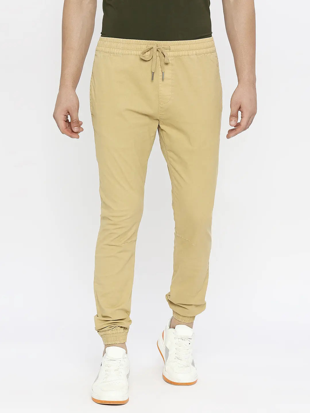 Buy Men Khaki Solid Regular Fit Trousers Online in India - Monte Carlo