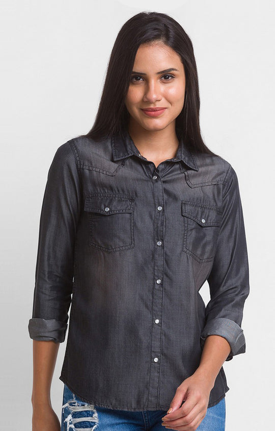 Aeslech Women's Denim Shirt, Long Sleeve Button India | Ubuy
