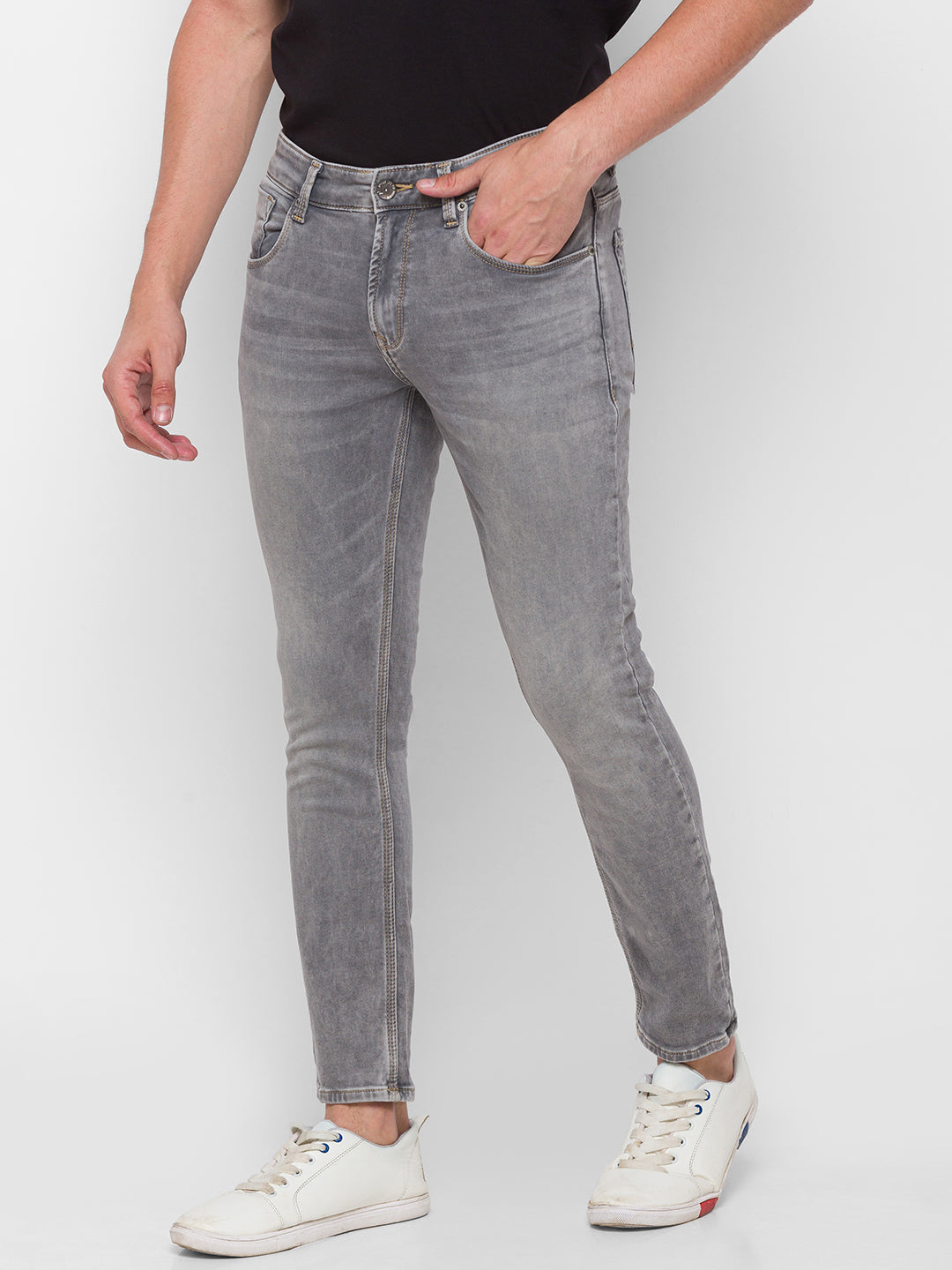 Buy Spykar Men Black Cotton Slim Fit Tapered length Jeans (Kano) Online ...