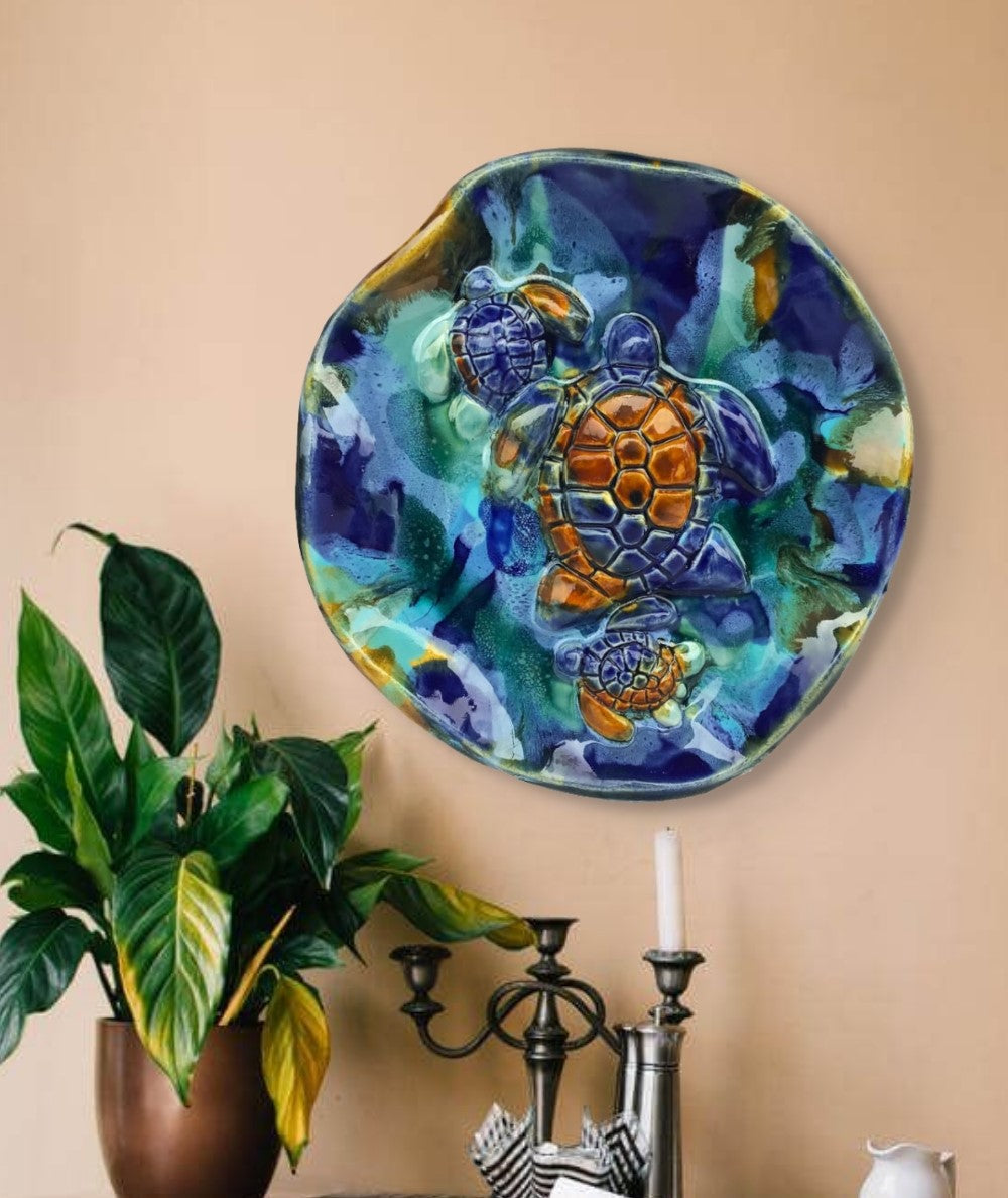 Handcrafted Ceramic Turtle Wall Plaques: Stunning 3D Relief Designs from Hawaii"