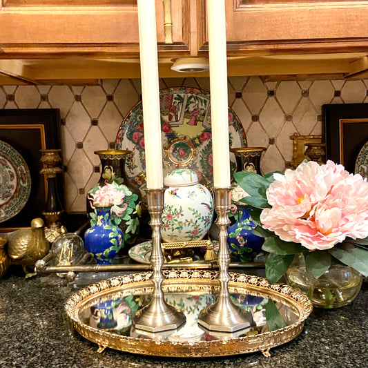 Pair of vintage brass mid century modern candlestick holders. – Lillian Grey