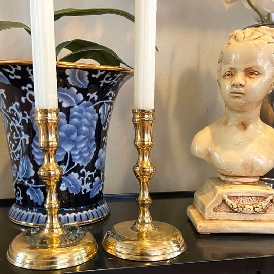 Pair of vintage brass mid century modern candlestick holders. – Lillian Grey