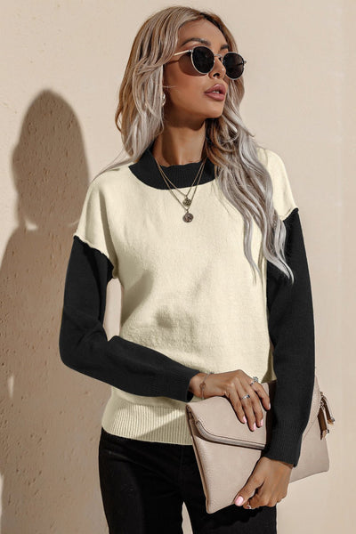 Drop Shoulder Pullover Sweater - Ziemay