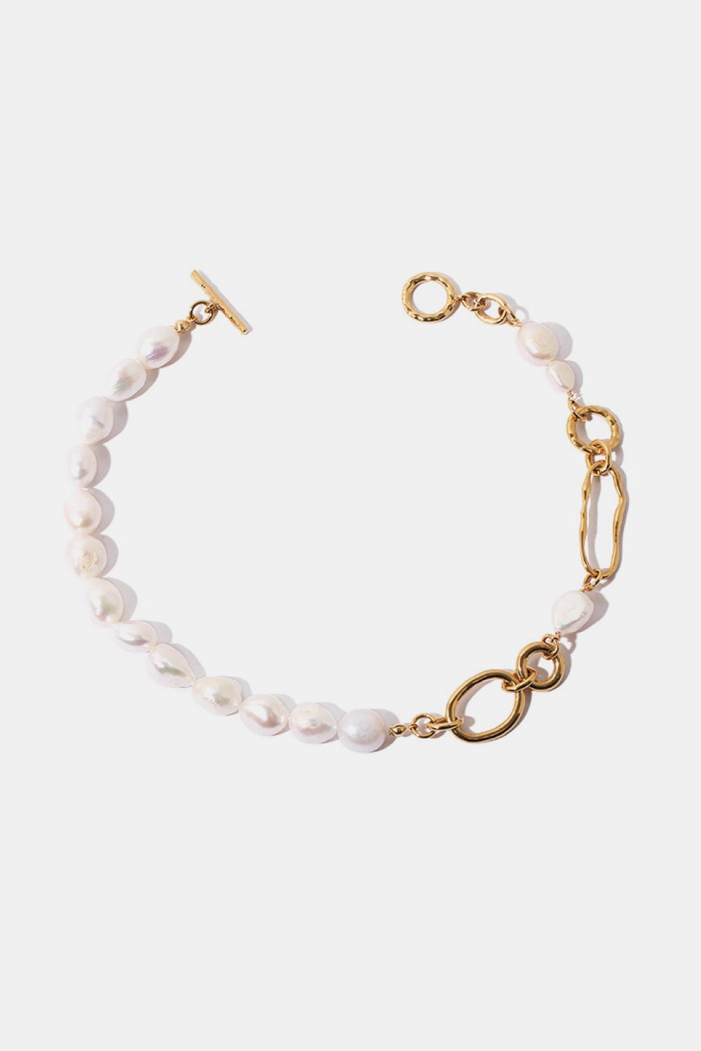 Pearl Gold-Plated Toggle Clasp Necklace - Ziemay