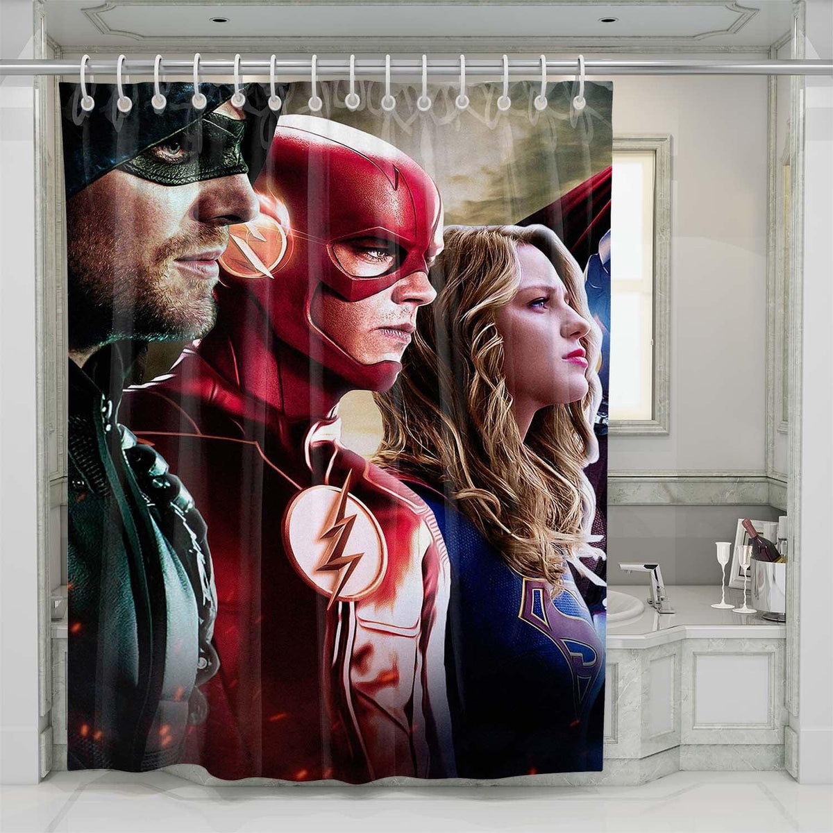 Arrow The Flash And Supergirl Shower Curtains — Grovycase