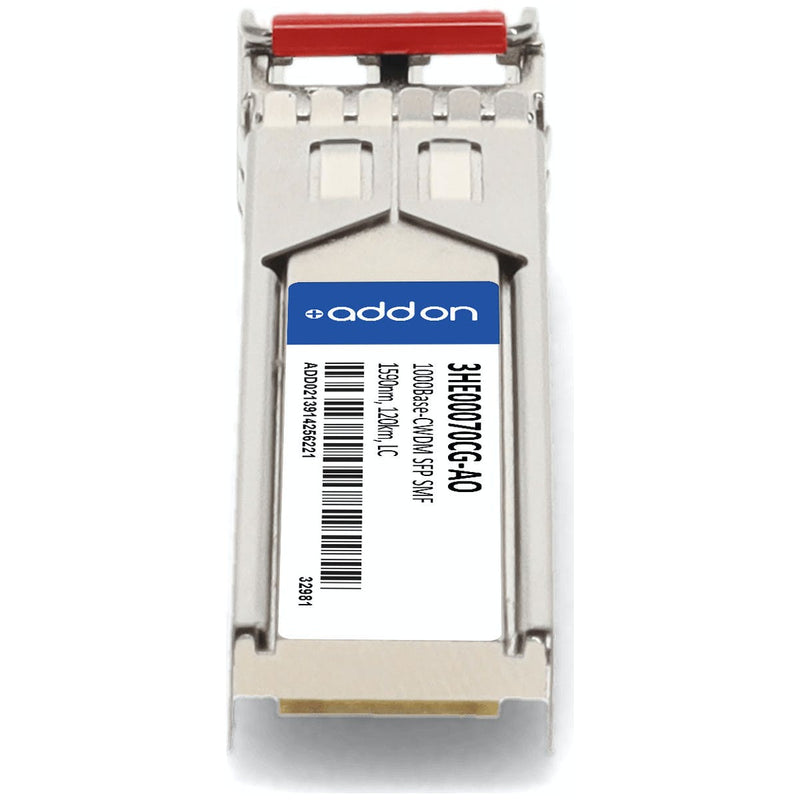AddOn - 3HE00070CG-AO - SFP - Transceiver Module, GigE, 1000Base-CWDM, LC Single-Mode, Up to 74.6 Miles, 1590 nm, TAA Compliant - Box Unboxed