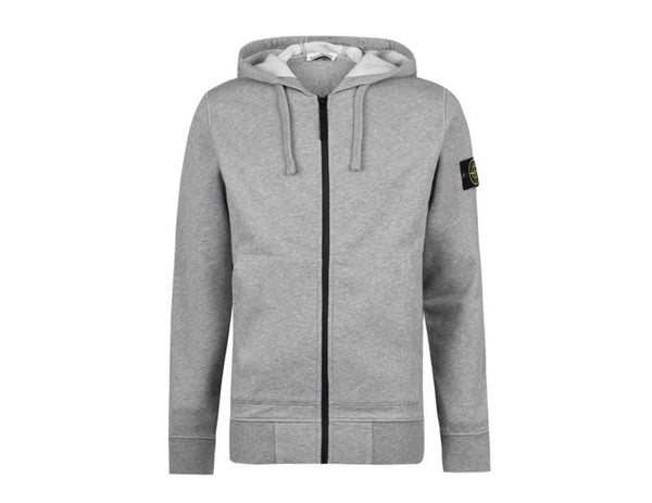 stone island badge zip hooded sweatshirt