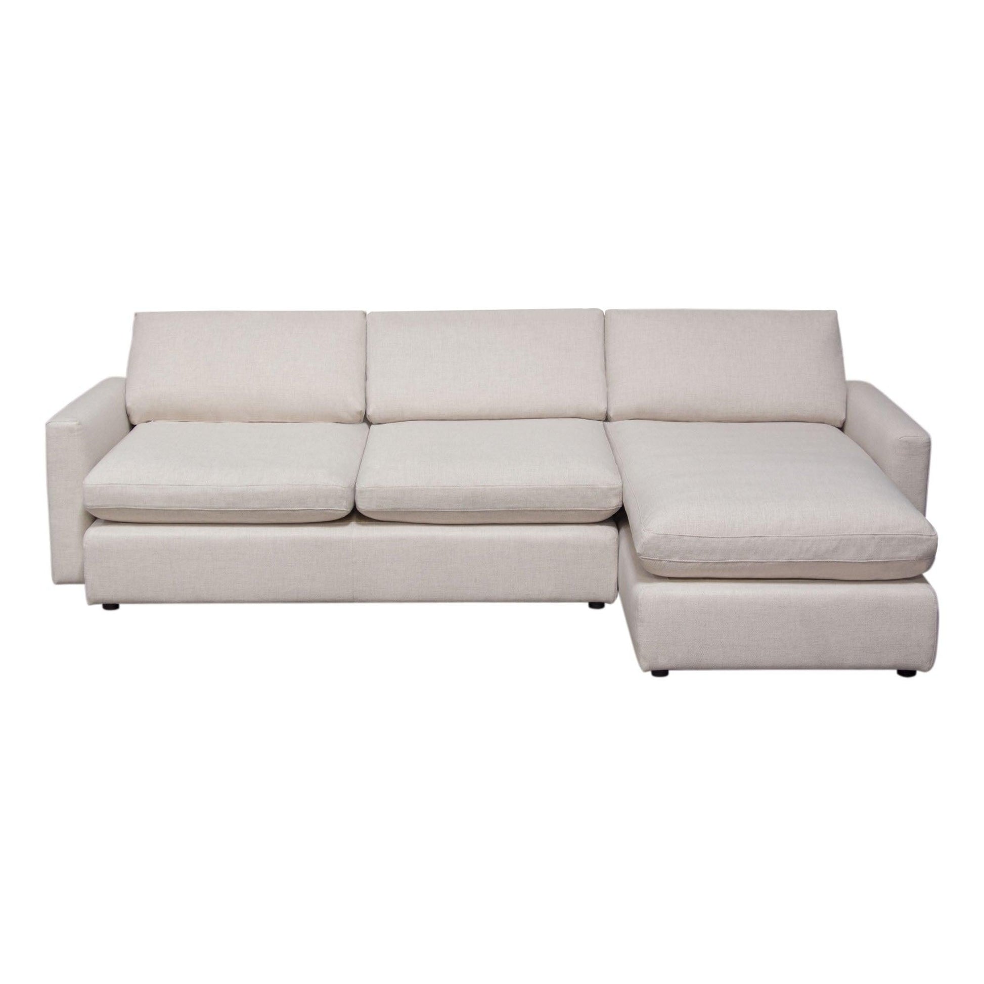 White fabric Right/Left Sectional Down-filled Solid Wood Base Dione Furniture