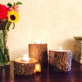 Natural Wood Full Log Tealight Candle Holders
