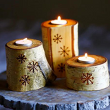 Wood Snowflake Candle Holders