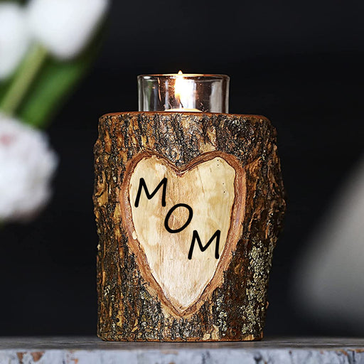 Custom Etched Initials Wood Heart Tealight or Votive Candle Holder