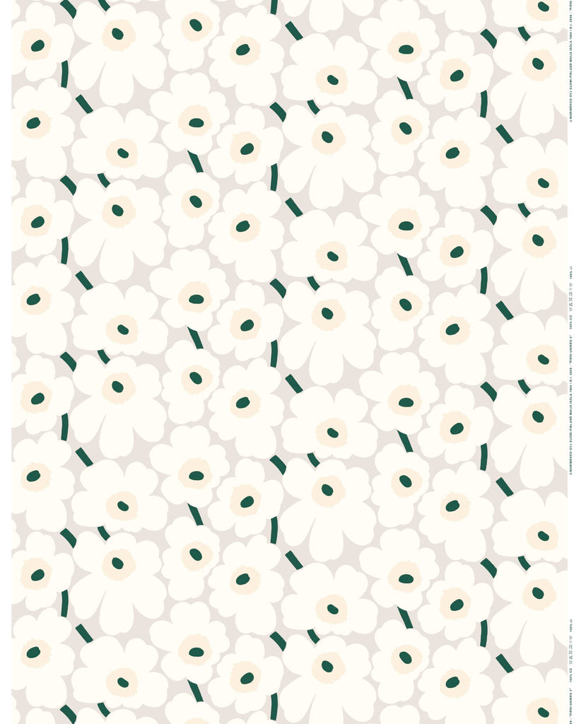 Marimekko 100% Cotton Fabric - Pieni Unikko (Beige, White, Dark Green, –  Pappa Sven