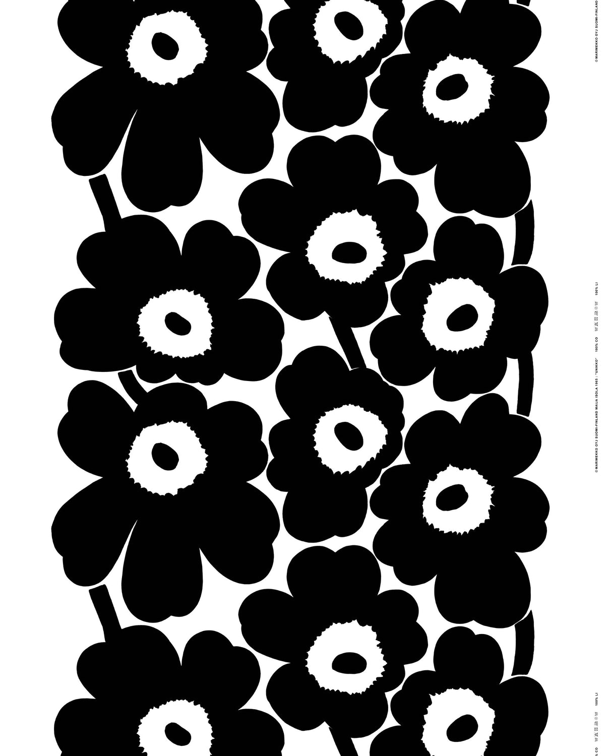 Marimekko 100% Cotton Fabric - Unikko (Black, White) – Pappa Sven