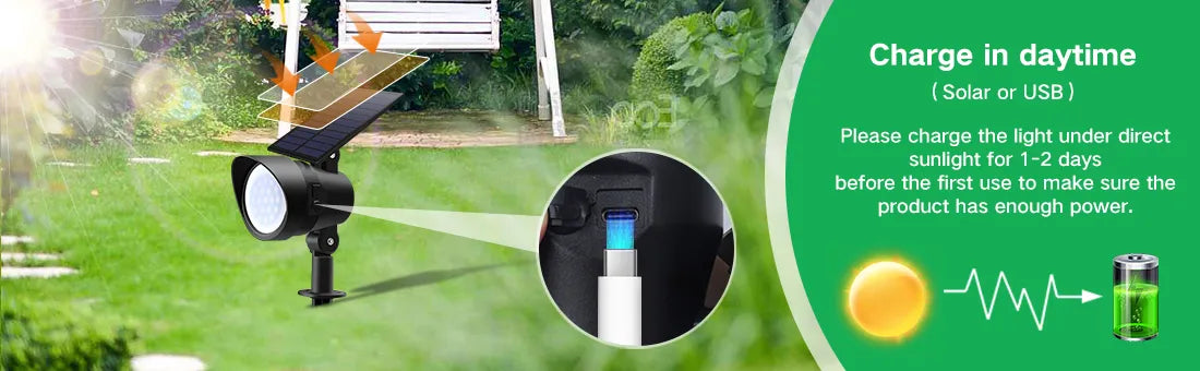 ALUSSO solar lights two charging methods
