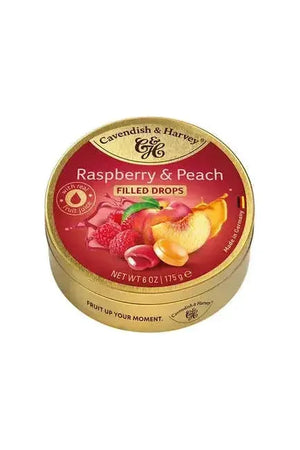 Cavendish & Harvey RASPBERRY & PEACH Hard Candy Drops - 200g - Euro Food Hub, LLC