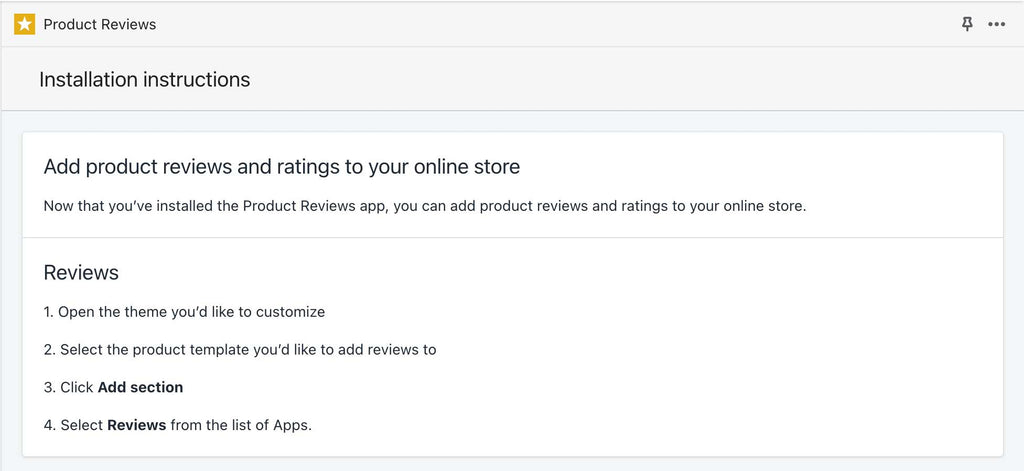 Product Reviews admin screen