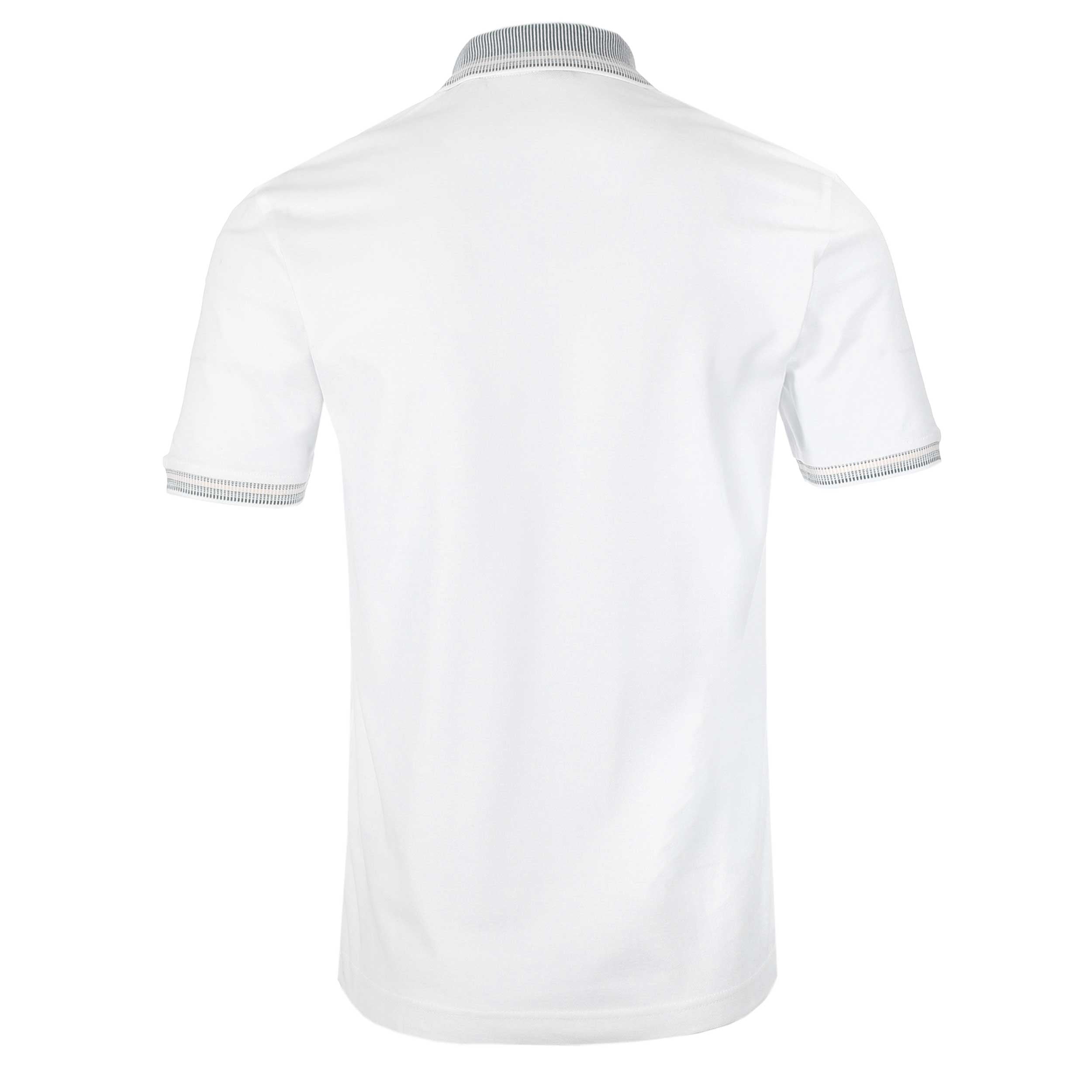 BOSS PeGlitchKnit Polo Shirt in White