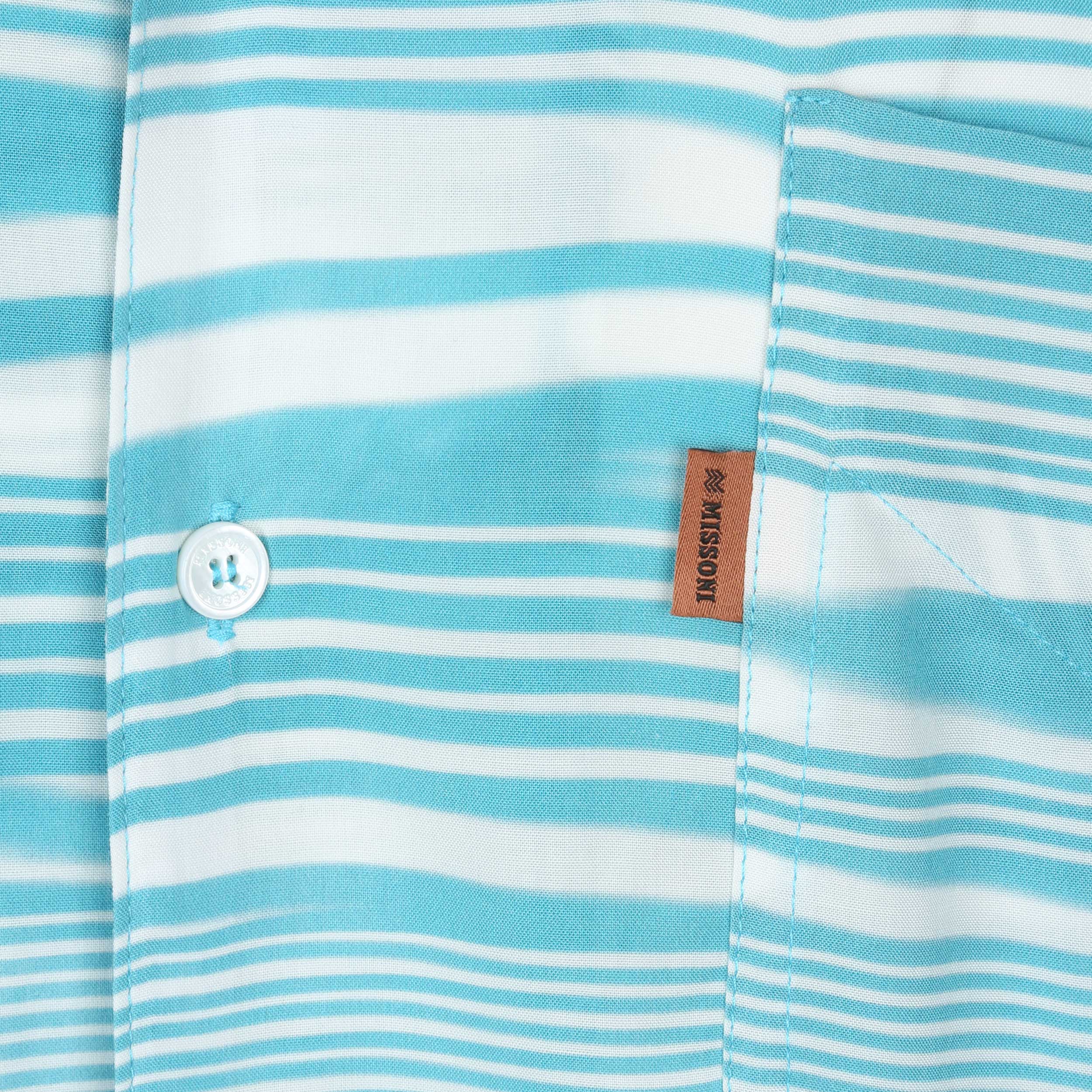 Missoni Stripe Short Sleeve Shirt in Turquoise