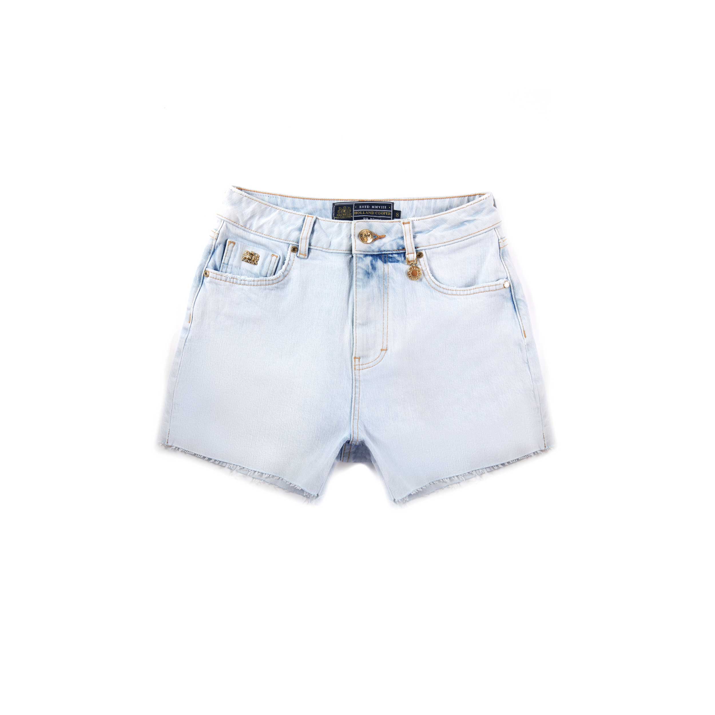 Holland Cooper High Rise Denim Short in Light Stone Wash